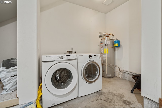 laundry room featuring separate washer and dryer and gas water heater