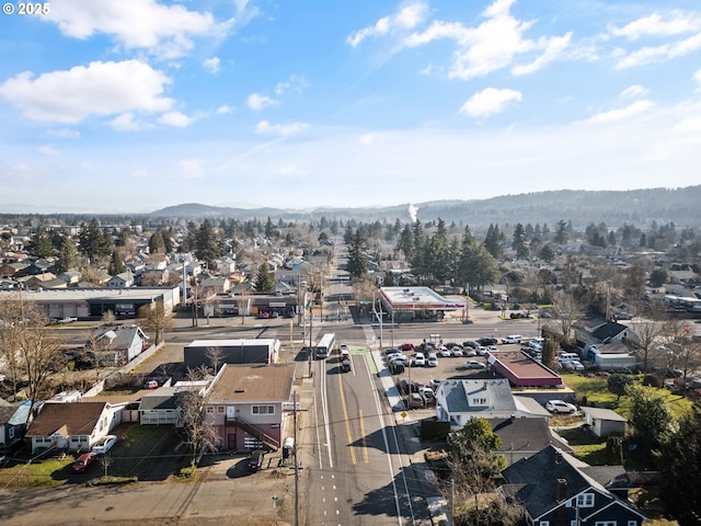 bird's eye view with a mountain view