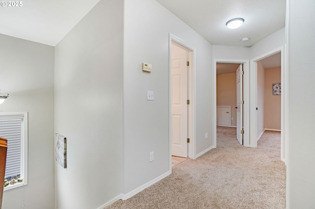 hallway with light carpet