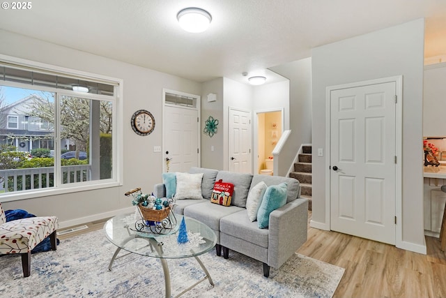 living room featuring light hardwood / wood-style floors