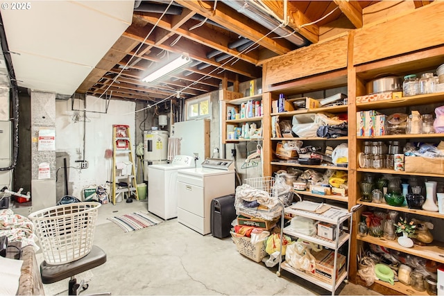 14385 SW Hargis Rd, Beaverton, OR 97008 - unfinished below grade area featuring independent washer and dryer, electric water heater, and heating unit
