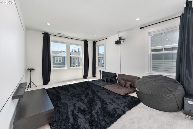 15875 NW Ridgeline St, Portland, OR 97229 - carpeted living area with recessed lighting
