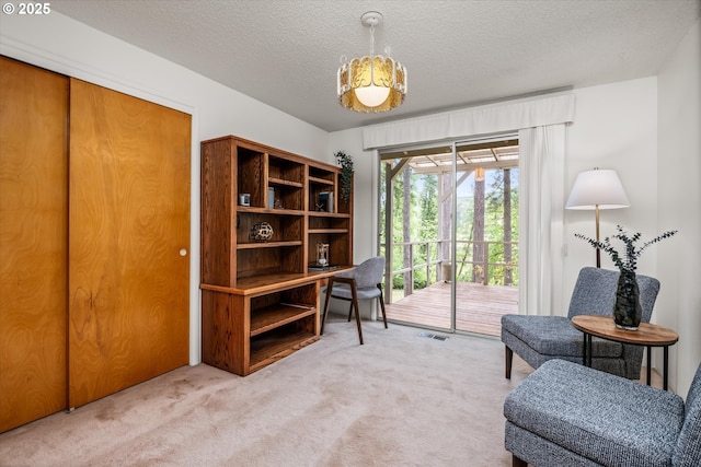82091 Lost Valley Ln, Dexter, OR 97431 - carpeted home office featuring a textured ceiling
