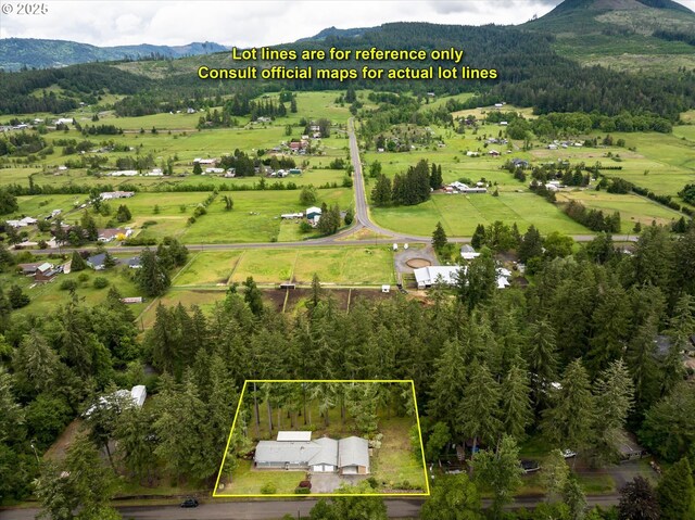 82091 Lost Valley Ln, Dexter, OR 97431 - overview of rural landscape with a mountainous background and property boundaries highlighted