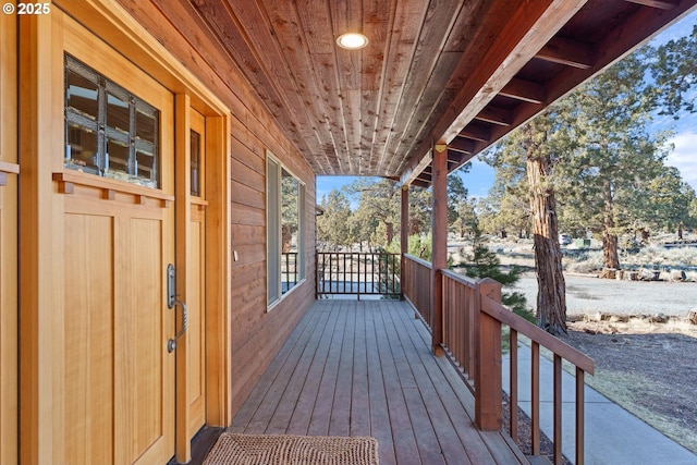 wooden terrace with covered porch