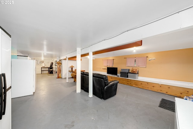 living room featuring concrete floors