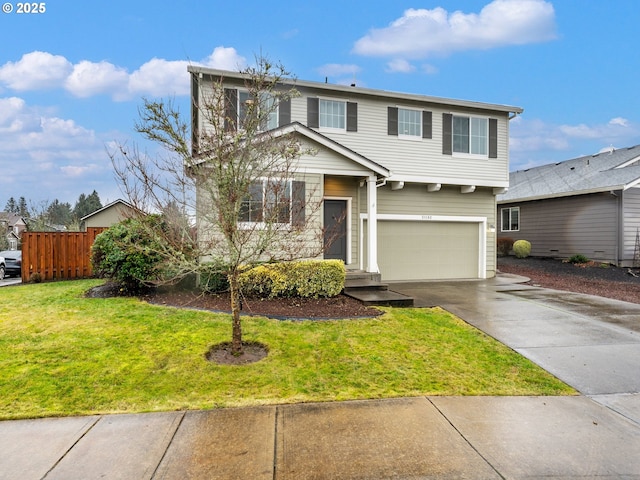 front of property featuring a garage and a front yard