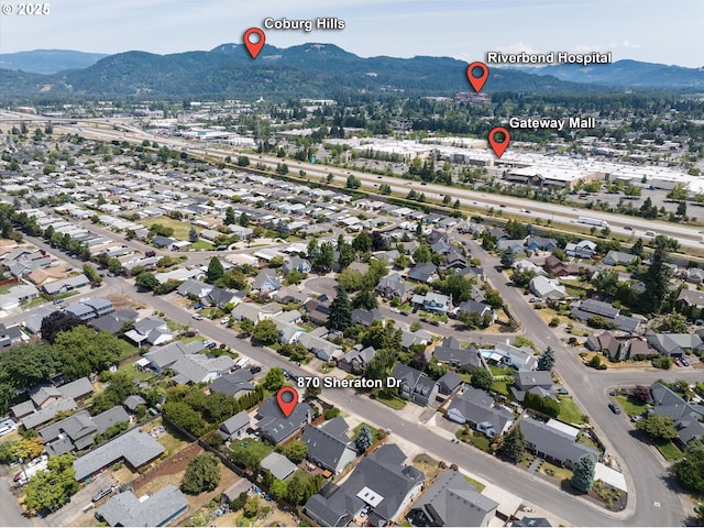 870 Sheraton Dr, Eugene, OR 97401 - aerial perspective of suburban area featuring a mountain backdrop