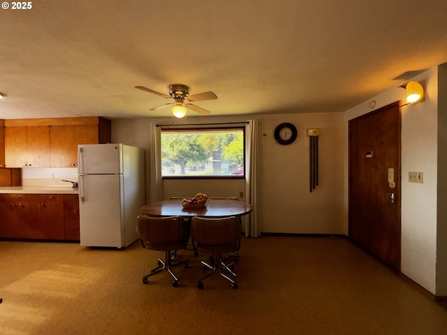 47858 W 1st St, Oakridge, OR 97463 - dining area with a ceiling fan and light carpet