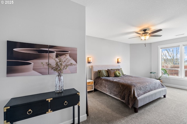 bedroom with carpet flooring and ceiling fan