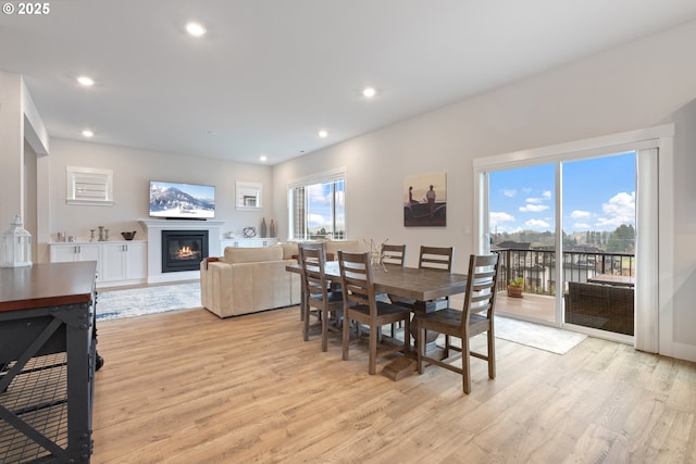 dining area with light wood-type flooring