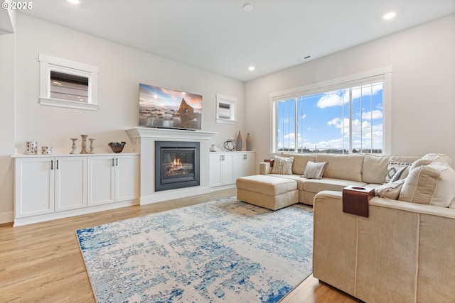 living room featuring light hardwood / wood-style flooring