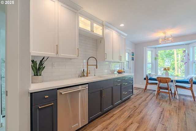 kitchen featuring a sink, white cabinets, and stainless steel dishwasher