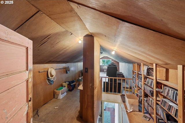1387 Washington Ave, Coos Bay, OR 97420 - additional living space with wooden walls, lofted ceiling, and wood finished floors