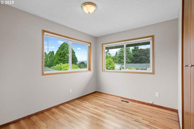 3707 NE 135th Ave, Portland, OR 97230 - empty room with healthy amount of natural light, light wood-style flooring, baseboards, and a textured ceiling