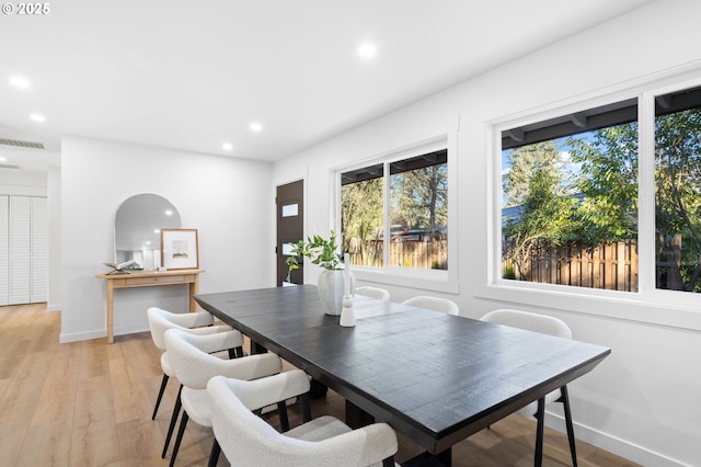 dining area featuring light hardwood / wood-style flooring