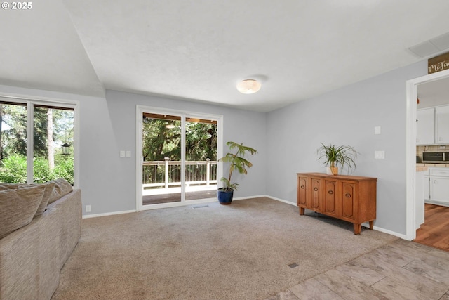 empty room featuring light carpet