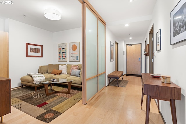 hall featuring light hardwood / wood-style floors