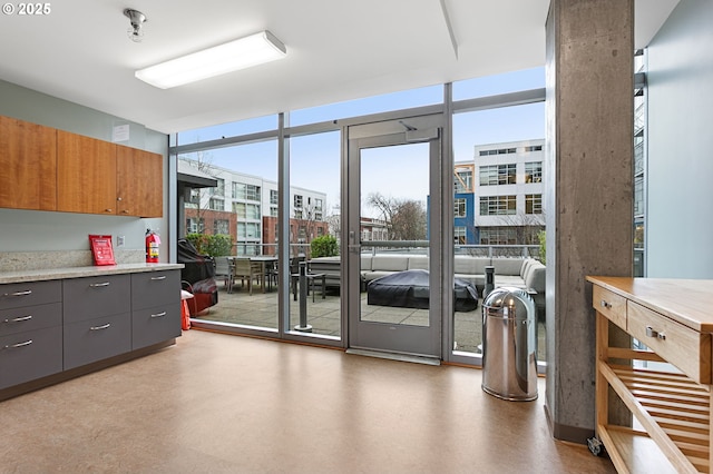 doorway featuring plenty of natural light and expansive windows