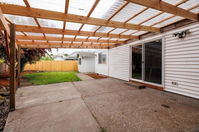 view of patio / terrace with fence and a pergola