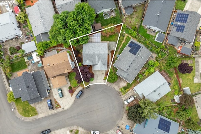aerial perspective of suburban area featuring property parcel outlined