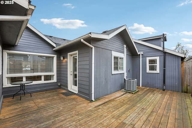 wooden terrace with cooling unit