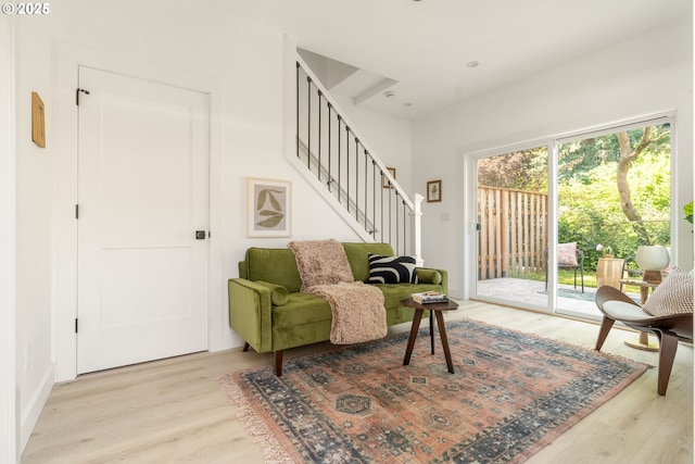 4633 SE 35th Ave Unit B, Portland, OR 97202 - entryway with light wood-style floors and stairs