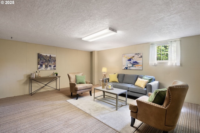 6807 SE Cesar E Chavez Blvd, Portland, OR 97202 - living room featuring a textured ceiling and carpet