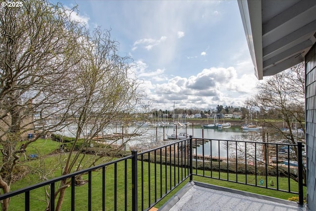 balcony with a water view