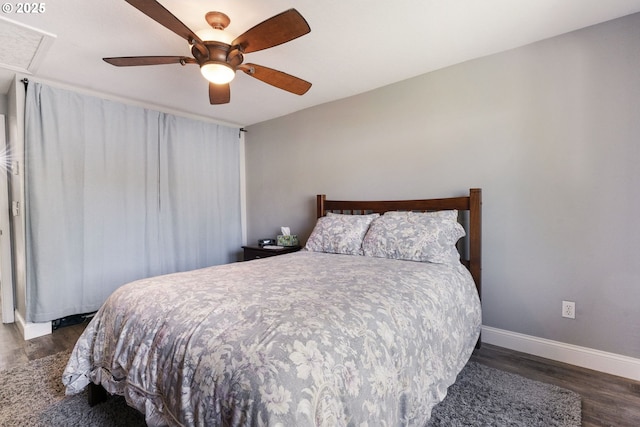 29460 SW Volley St Unit 72, Wilsonville, OR 97070 - bedroom featuring baseboards, ceiling fan, and wood finished floors