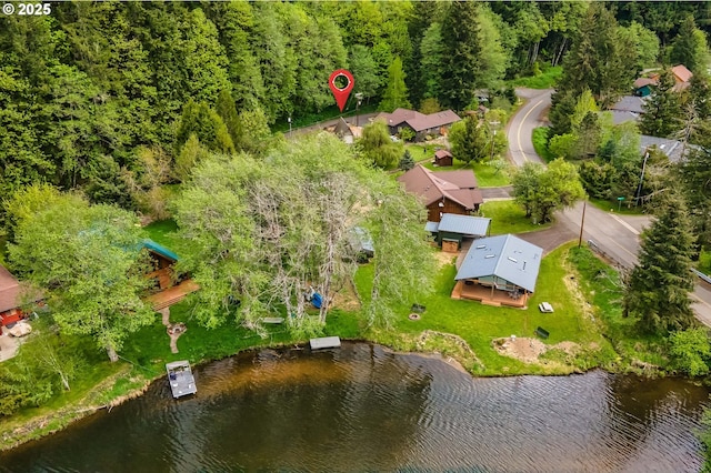 aerial view of a nearby body of water