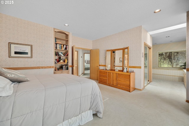 22750 SW Rosedale Rd, Beaverton, OR 97078 - carpeted bedroom featuring wallpapered walls, recessed lighting, and a wainscoted wall