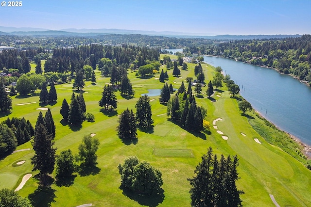 aerial view of a large body of water and a golf club