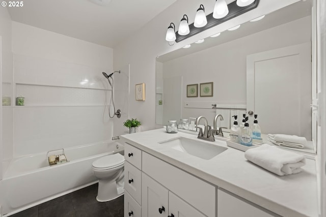 904 NE 78th Ave, Portland, OR 97213 - bathroom featuring vanity, toilet, washtub / shower combination, and tile patterned flooring