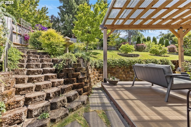 1575 Fairview Pl, Cottage Grove, OR 97424 - wooden terrace featuring a lawn