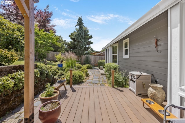 1575 Fairview Pl, Cottage Grove, OR 97424 - wooden deck with a fenced backyard