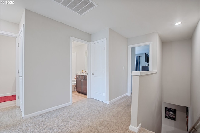 7110 NE 155th Pl, Vancouver, WA 98682 - corridor featuring baseboards, visible vents, recessed lighting, and light colored carpet