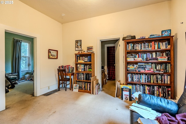 sitting room with carpet flooring