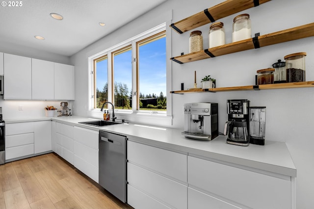 26815 NE Yacolt Rd, Yacolt, WA 98675 - kitchen with appliances with stainless steel finishes, a sink, open shelves, recessed lighting, and light countertops
