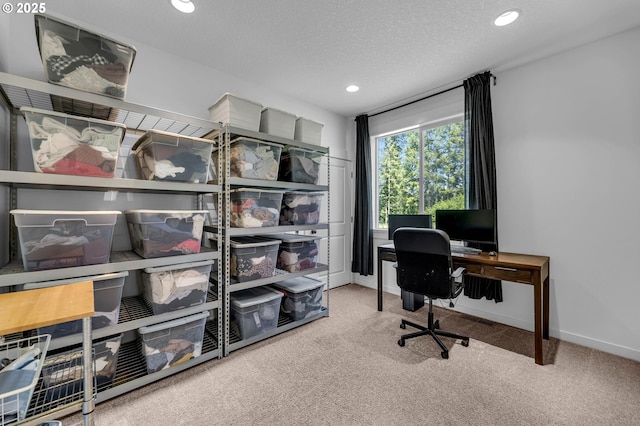 26815 NE Yacolt Rd, Yacolt, WA 98675 - carpeted office with recessed lighting, baseboards, and a textured ceiling