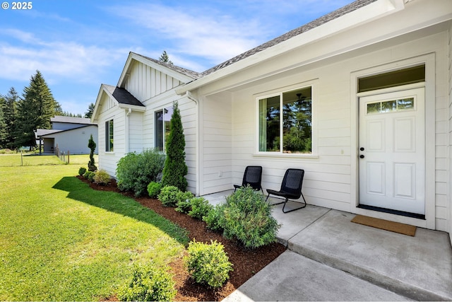 26815 NE Yacolt Rd, Yacolt, WA 98675 - property entrance featuring board and batten siding and a lawn
