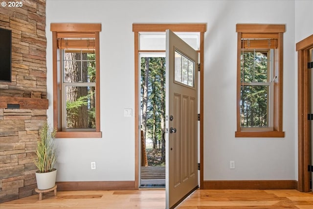 13135 SE Winston Rd, Damascus, OR 97089 - entrance foyer with light wood-style floors, baseboards, and a healthy amount of sunlight