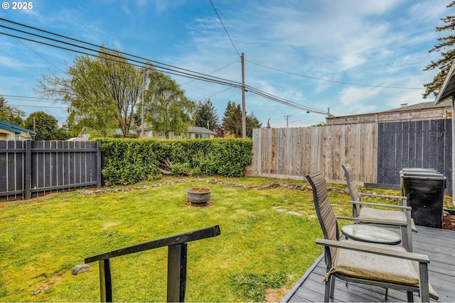 3175 Sherman Ave, North Bend, OR 97459 - view of yard featuring a fenced backyard and a fire pit