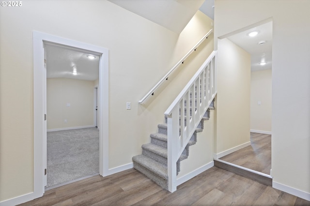 412 Monmouth Ave S, Monmouth, OR 97361 - stairs with baseboards and wood finished floors
