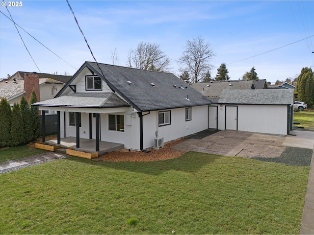 412 Monmouth Ave S, Monmouth, OR 97361 - view of front facade featuring covered porch, a patio area, a front lawn, and roof with shingles