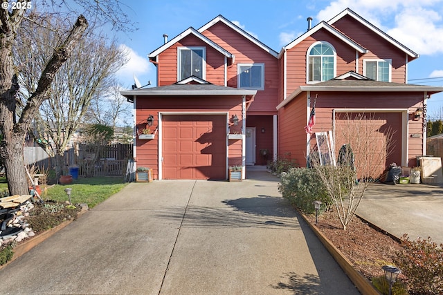 view of front of house with a garage