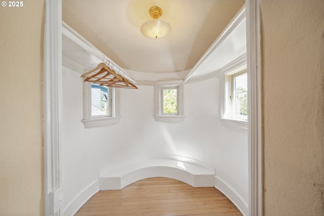 spacious closet with light wood-style floors