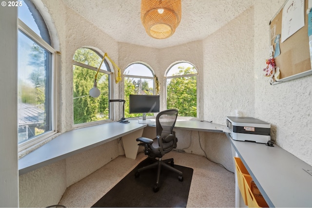 office area featuring built in study area and a wealth of natural light