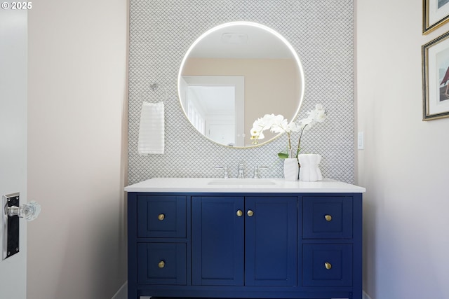 460 Bush St SE, Salem, OR 97302 - bathroom featuring vanity and decorative backsplash