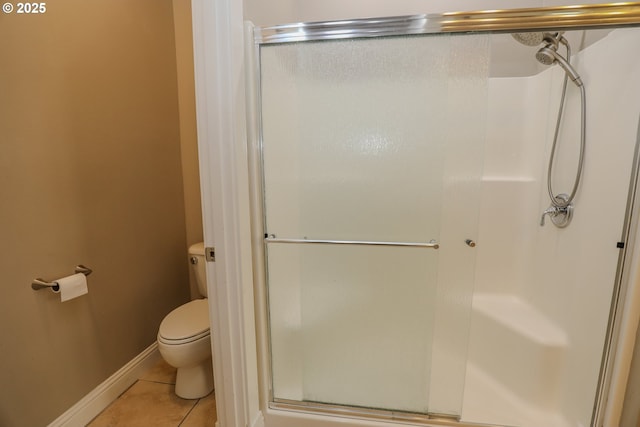 1680 NW Avery St, Roseburg, OR 97471 - full bathroom with a shower stall, tile patterned floors, toilet, and baseboards